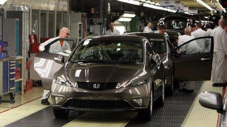 A Honda Civic on the production line in Swindon