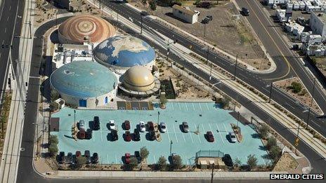 The parking lot at Robert Duffy School in Arizona painted with reflective asphalt