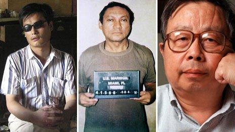 Chen Guangcheng (l), Manuel Noriega (m) and Fang Lizhi (r). AP