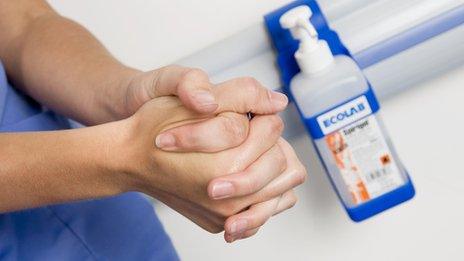 Hospital staff washing hands