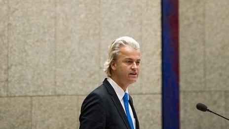 Geert Wilders addressing a 24 April 2012 debate in the Dutch parliament on the fall of the government of Prime Minister Mark Rutte