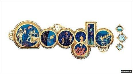 Google Jules Verne doodle