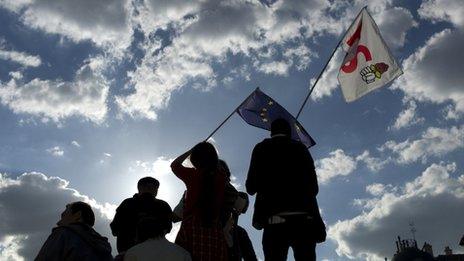 French anti-austerity protesters