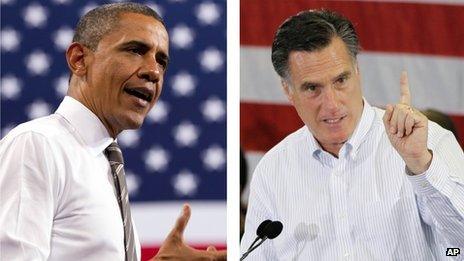 Undated combination photo of 2012 images of US President Barack Obama and Republican presidential candidate Mitt Romney