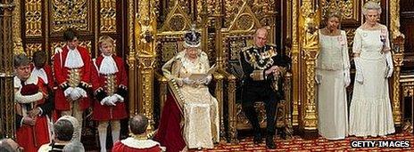 The Queen, pictured delivering the speech in 2010