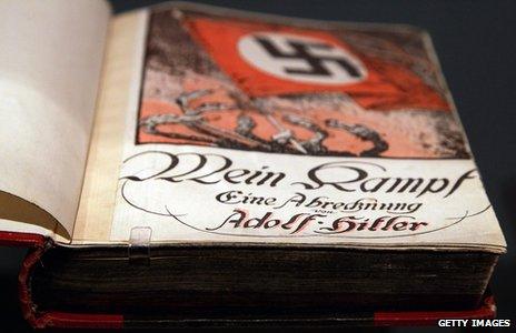 Illustrated flyleaf in copy of Mein Kampf