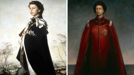 Artist Pietro Annigoni's 1954-5 portrait of the Queen (left) will go on show with his portrait from 1969