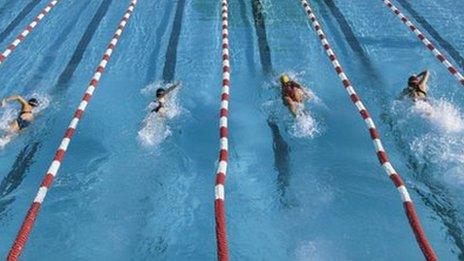 Swimmers in lanes