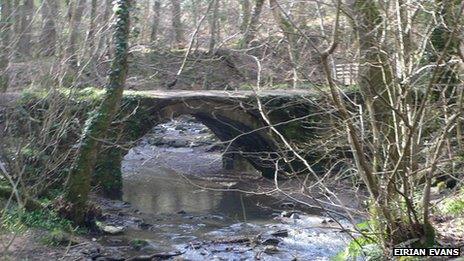 An old stone footbridge in Wepre Park