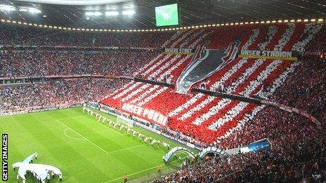 Bayern fans' mural at the Allianz Arena