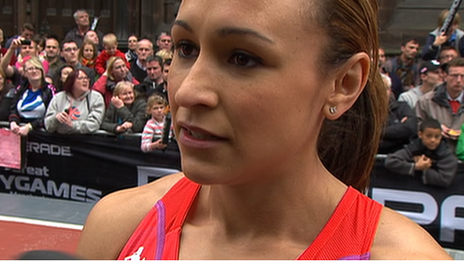 Jessica Ennis after the race at the Great CityGames in Manchester