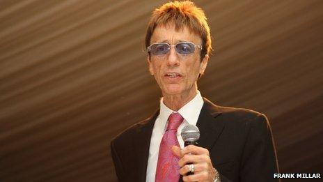 Robin Gibb with microphone