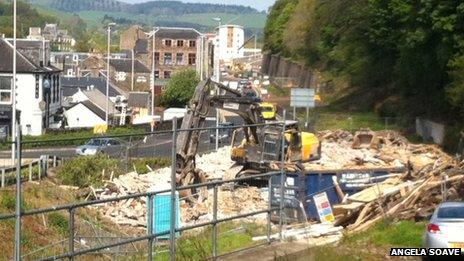 Flat demolition in Galashiels