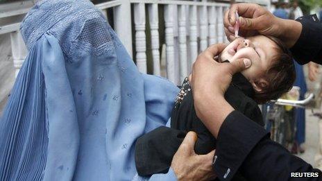 Child getting polio vaccine