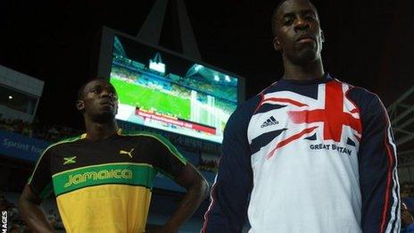 Jamaica's Usain Bolt and Dwain Chambers