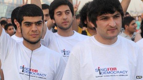 Opposition protesters in Baku