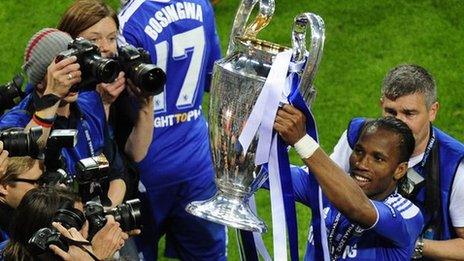 Ivorian Didier Drogba lifts the European Cup