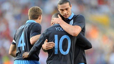 England celebrate Ashley Young's ninth-minute goal