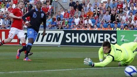 Ashley Young scores the opening goal