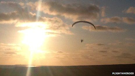 Colin Rees flying a so-called paramotor