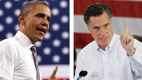 US President Barack Obama and Republican presidential candidate Mitt Romney combination picture