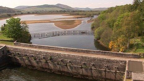 The Mound Sluice and alder woodland at Loch Fleet