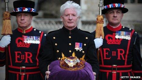 Bruno Peek with a diamond which will help the Queen light a beacon