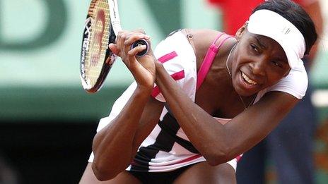 A disconsolate Venus Williams at Roland Garros