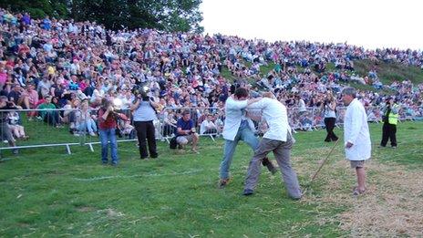 Shin kicking event at the Cotswold Olimpicks