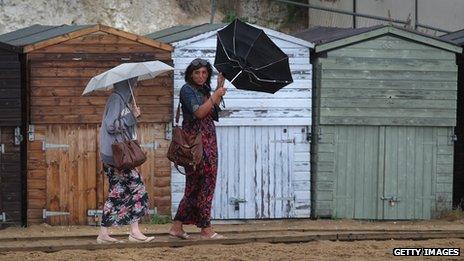 Women with umbrellas