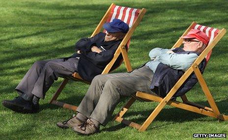 Pensioners enjoy sunshine