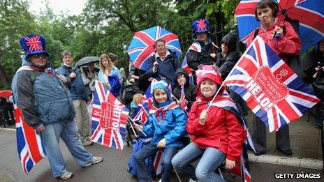 Revellers queue to enter a Jubilee Party in Battersea Park