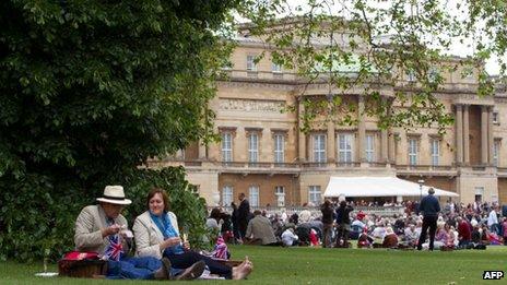 Picnickers at Buckingham Palace