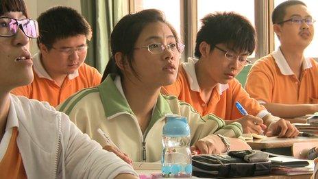 Chinese students studying for the Gaokao exam