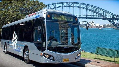 Custom coach on the road in Sydney