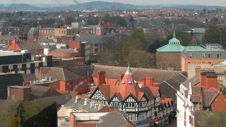 Wrexham from St Giles' Church