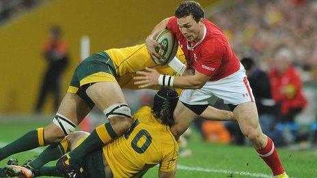 Wales wing George North injured his right knee against Australia