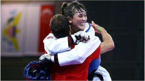 Jade Jones celebrates