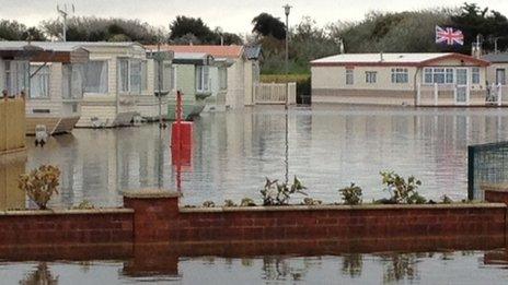 Flooded caravan park in Bracklesham