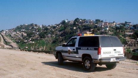 A border patrol van along the border between Tijuana, Mexico and San Diego, California file pic