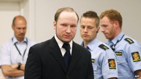 Anders Behring Breivik in court in Oslo, 12 June