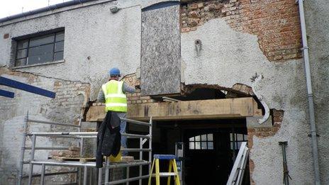 Work underway at the old Fleece Hotel in Gloucester