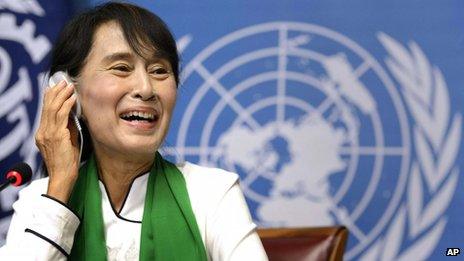 Aung San Suu Kyi at the United Nations in Geneva, Switzerland