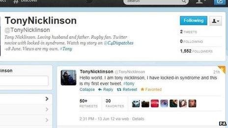 Tony Nicklinson's Twitter page