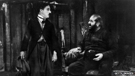 Charlie Chaplin (left) and Mack Swain in film The Gold Rush