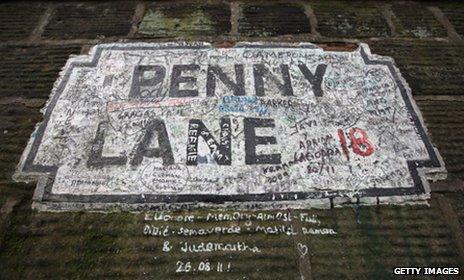 Penny Lane street sign in Liverpool