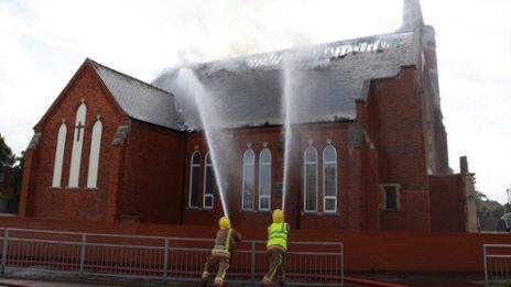 Damaged church in Sutton-on-Sea