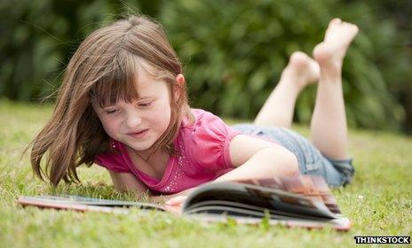 Little girl reading