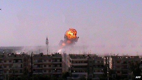 Explosion over Syrian city of Homs