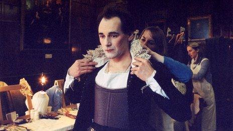 Mark Rylance gets into costume for his performance in Twelfth Night